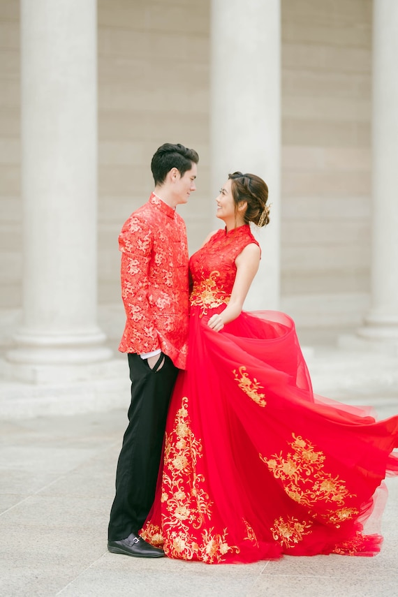 Chinese Wedding Dress Modern Qipao Red ...