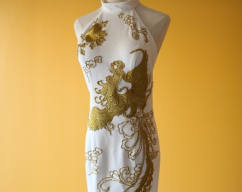 Modern Chinese Wedding Dress | Custom Gold Cheongsam | Traditional Qipao | White Cheongsam Dress | Chinese Bridal Dress | Tea Ceremony Dress Modern Chinese Wedding Dress | Custom Gold Cheongsam | Traditional Qipao | White Cheongsam Dress | Chinese Bridal Dress | Tea Ceremony Dress