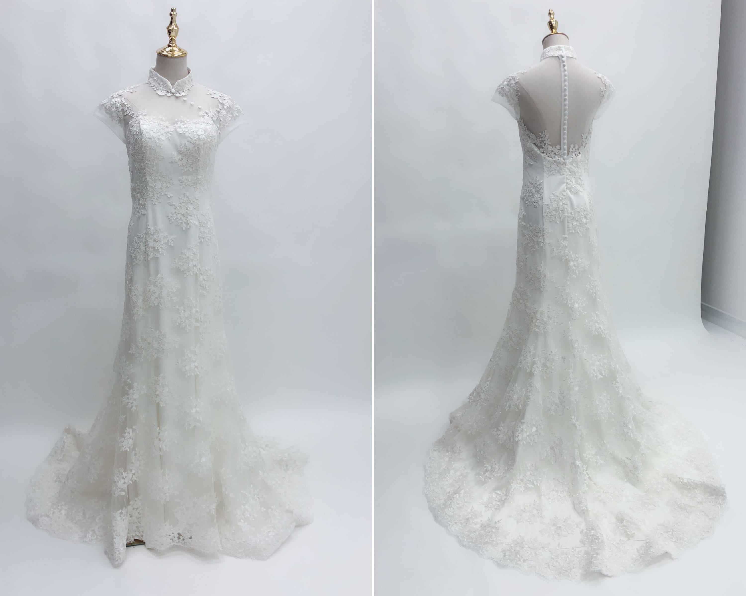 Custom Made Maxi A-Line Bridal Wedding Cheongsam Dress