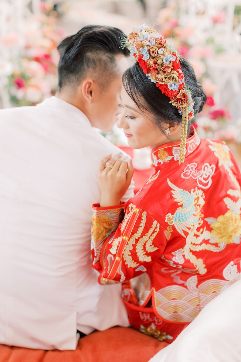 Chinese Traditional Wedding Dress Red Qun Kwa Qun Kua | Etsy