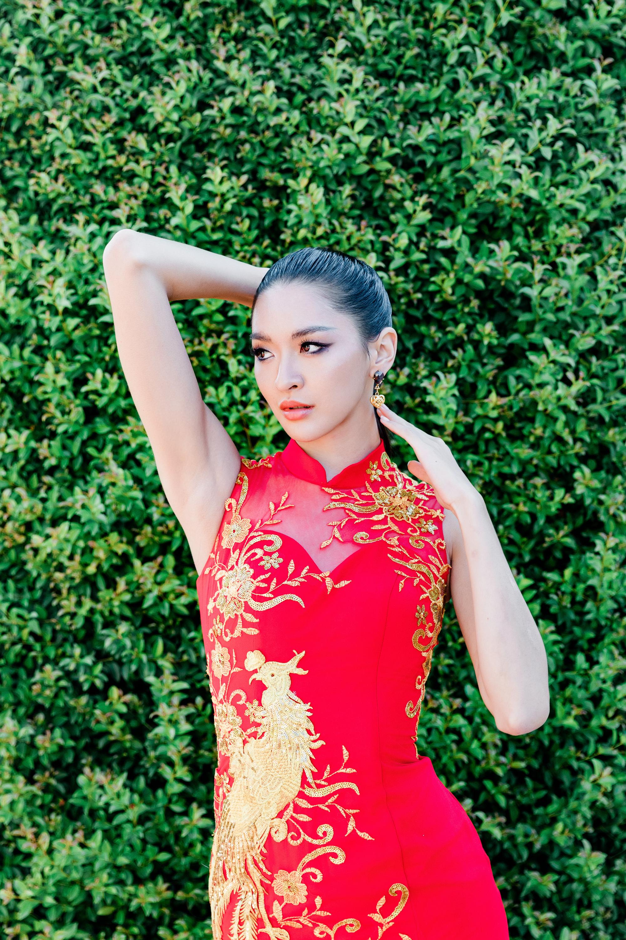 red and gold chinese dress Charlize Red Gold Thread Embroidery Chinese Mandarin Collar Cheongsam –  fearlessbeautyst main image 0