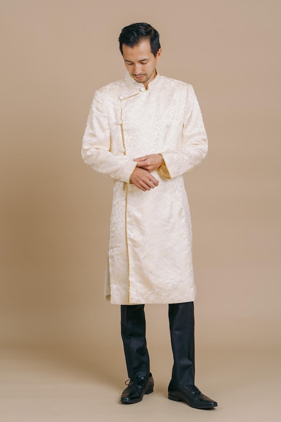 Modern Ao Dai For Men Traditional Vietnamese Ao Gam Long Dress for Men Tea Ceremony Groom Attire Ao Dai Nam Chu Re Ao dai G m