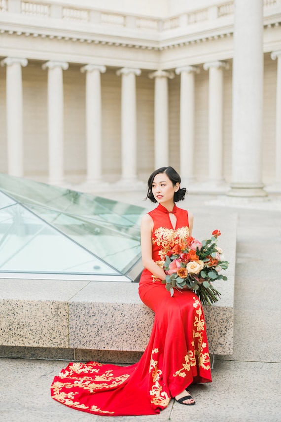 Chinese Wedding Dress Shawl Chinese Bridal Cover-up Matching Cheongsam Wedding Dress Scarf