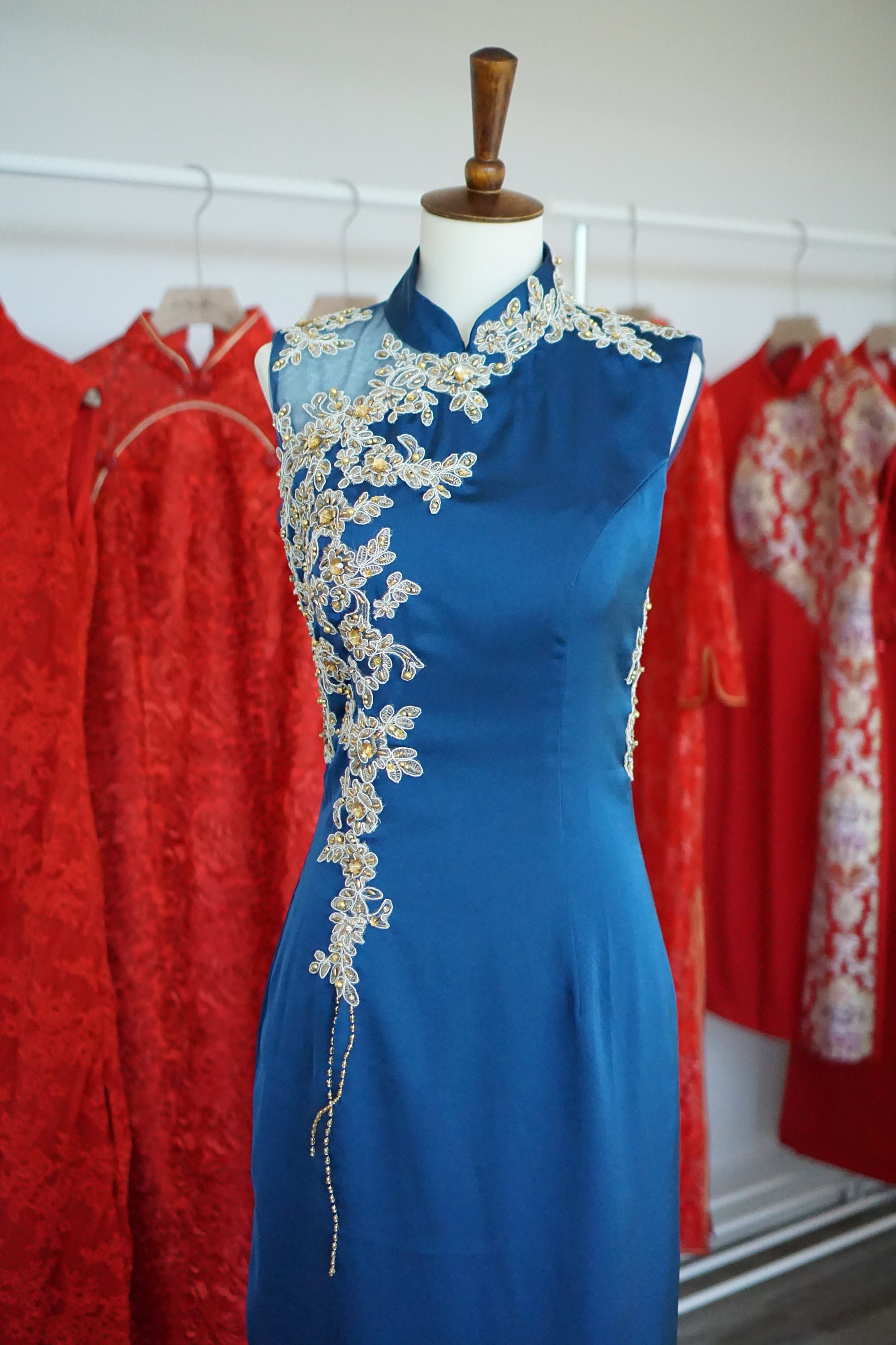 Chinese Wedding Dress Custom Blue ...