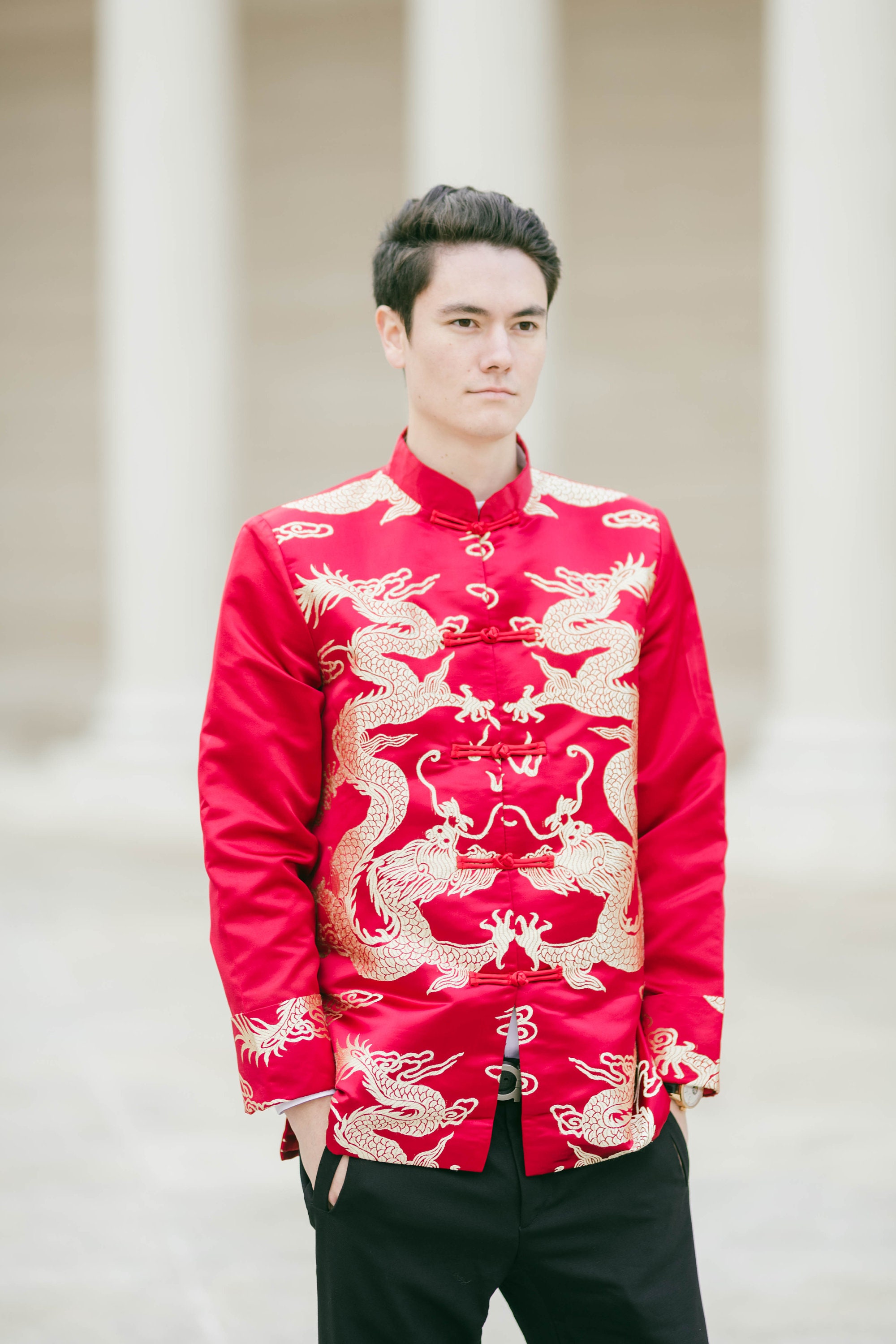 Chinese Wedding Groom Outfit Chinese Changshan Male Chinese Wedding Jacket Male Cheongsam Etsy Hong Kong