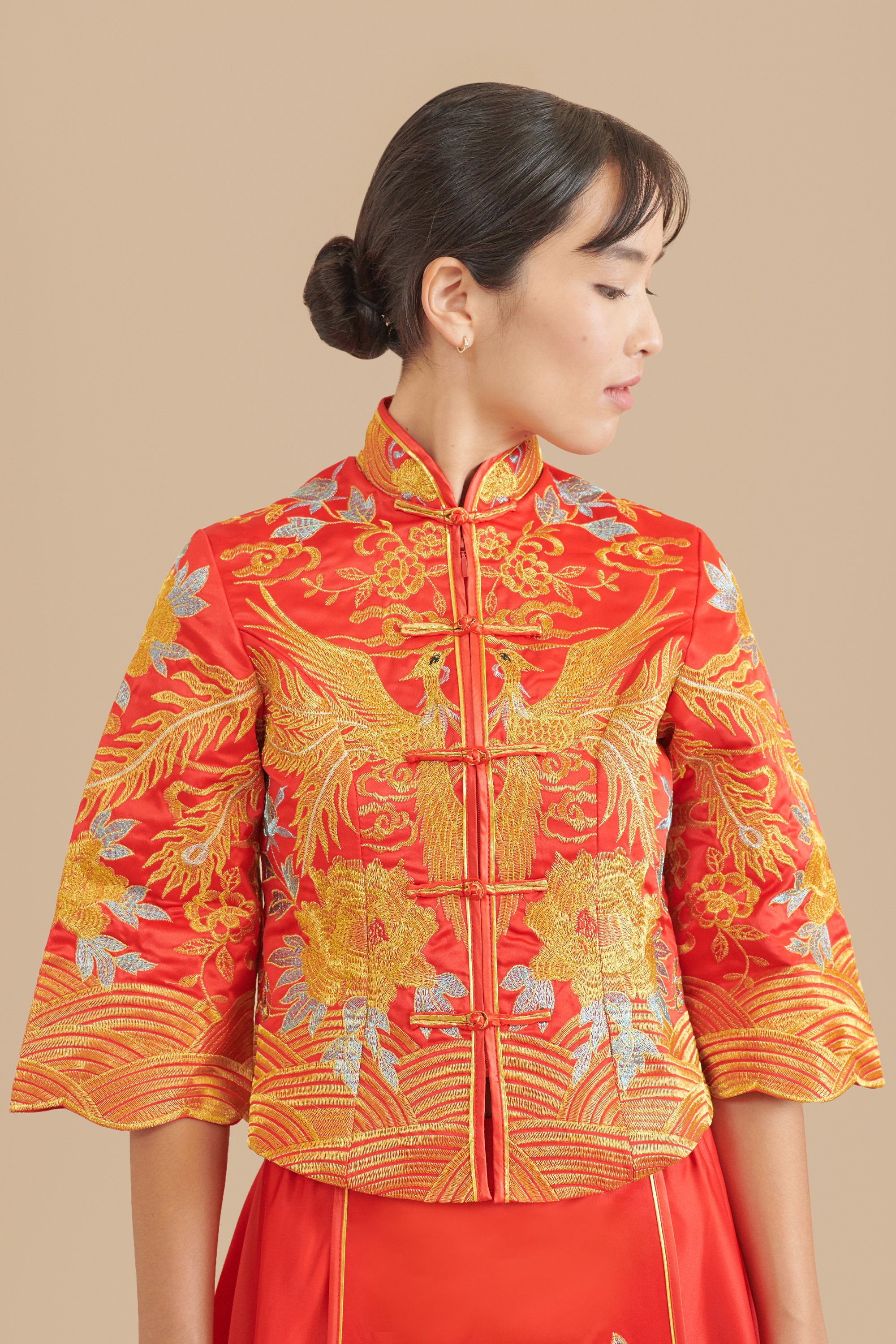 Chinese Traditional Wedding Dress | Red and Gold Qun Kwa | Qun Kua