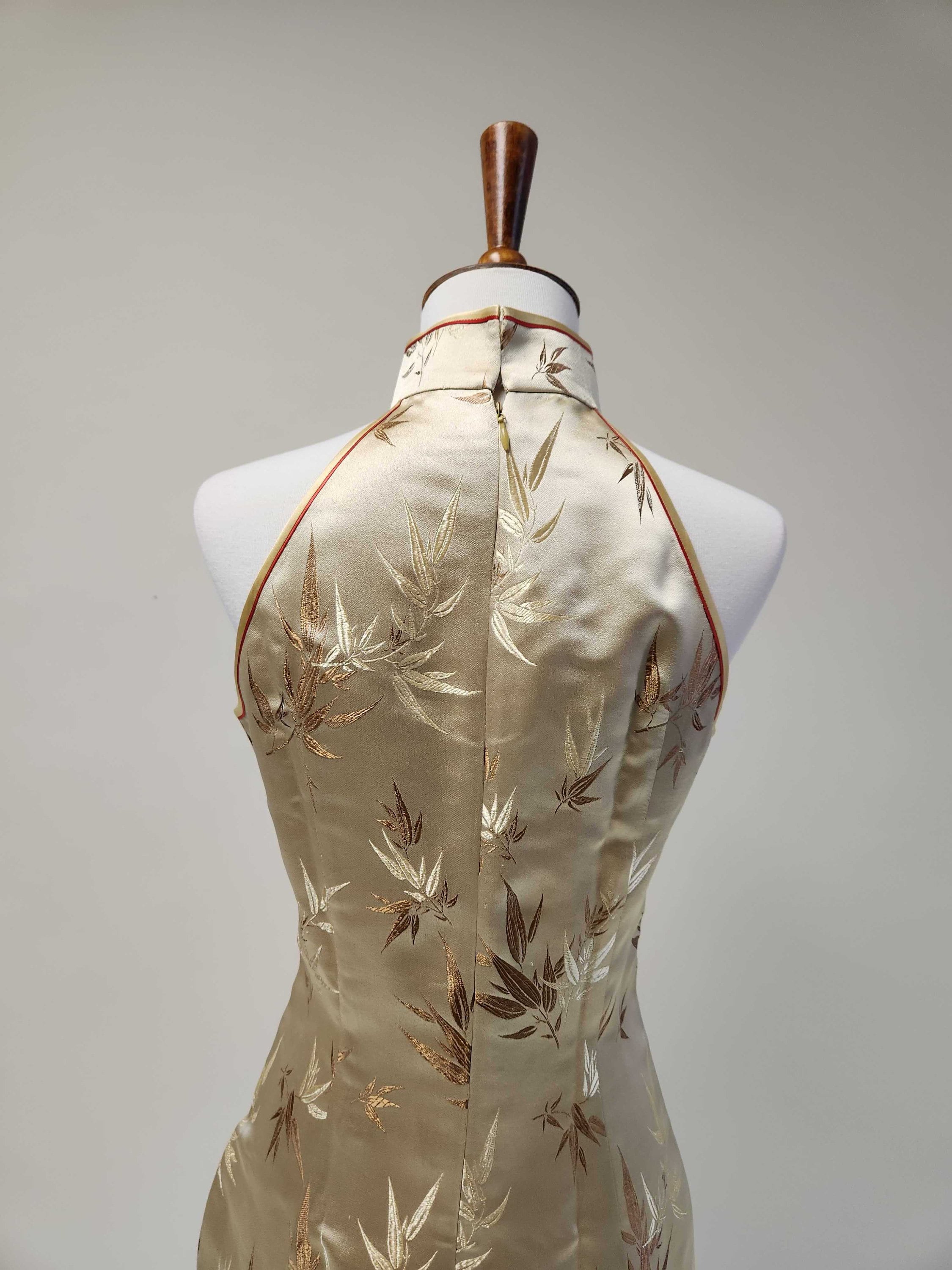 Custom Gold Chinese Wedding Dress, Gold Halter Top Cheongsam, Custom  Brocade Qipao, Chinese Bridal Dress, Tea Ceremony Cheongsam Dress - Etsy