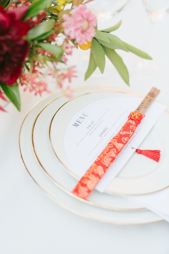 Chinese Wedding Favors Custom Chopsticks With Silk Pouch