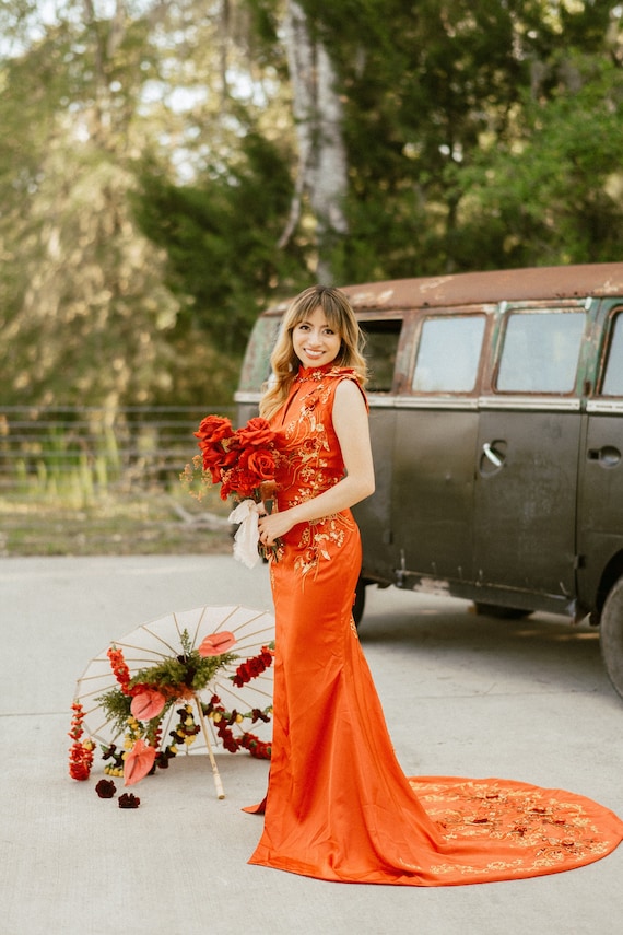 slim fit dress slacks Gold Mismatched Mermaid Sexy High Slit Bridesmaid Dress, FC5838 – Dairy  Bridal main image 1