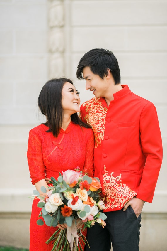 Chinese Qipao And Changshan Couple S Package Chinese Etsy