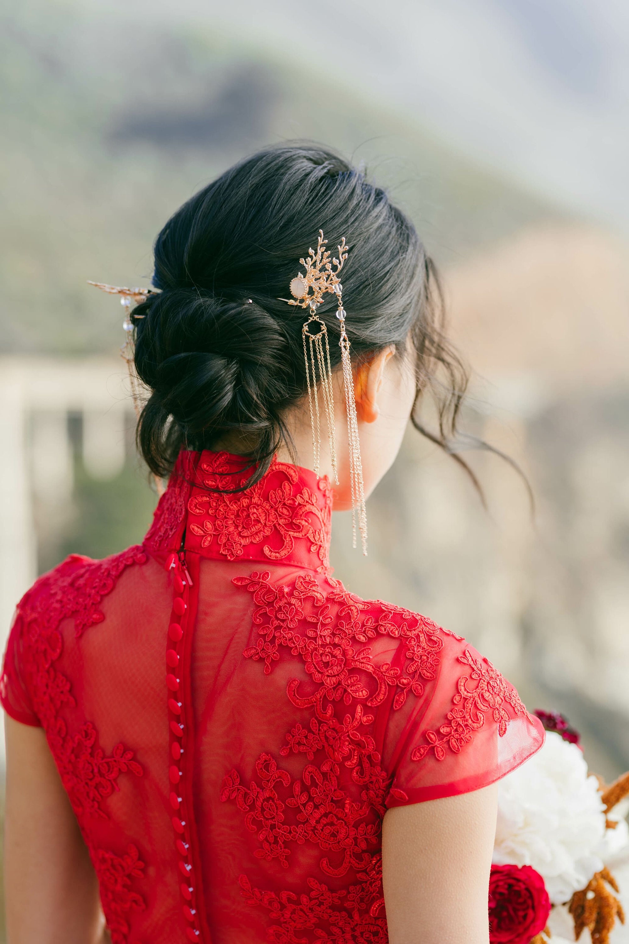 Braids updo bun Asian wedding hair Chinese  Wedding hairstyles for  long hair Asian long hair Wedding hairstyles