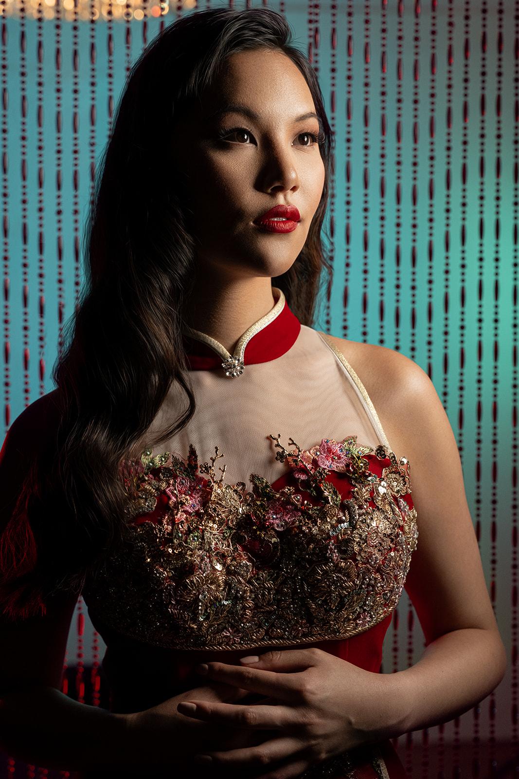 Modern Qipao | Red Cheongsam | Modern Chinese Wedding Dress | Chinese Dress | Red Qipao | Phoenix Malaysian Chinese Inspired Wedding Dress