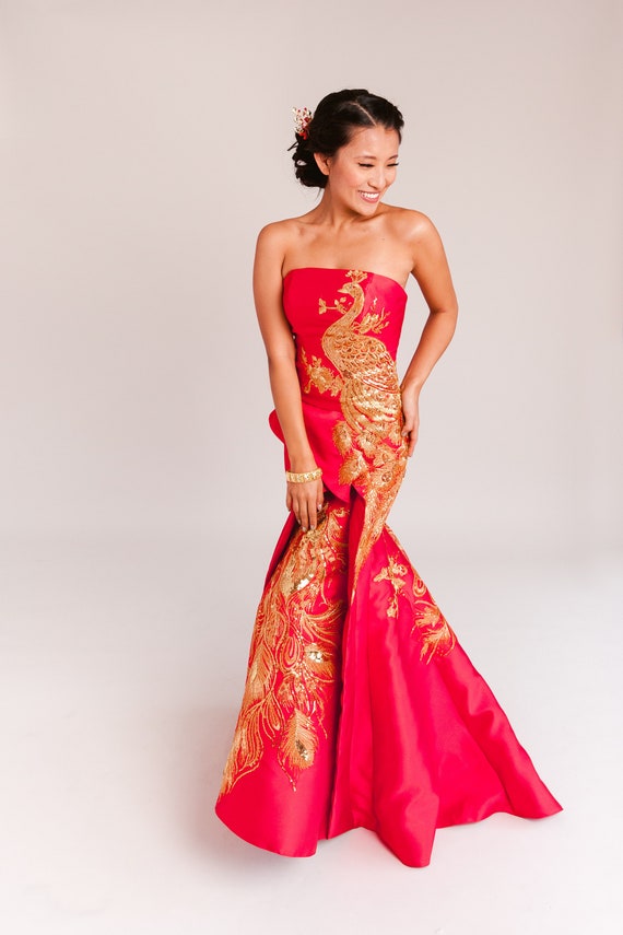 Chinese Wedding Dress Red and Gold ...