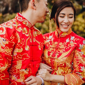 Chinese Traditional Wedding Dress | Red and Gold Qun Kwa | Qun Kua | Chinese Wedding Dress | Traditional Qipao | Tea Ceremony Dress