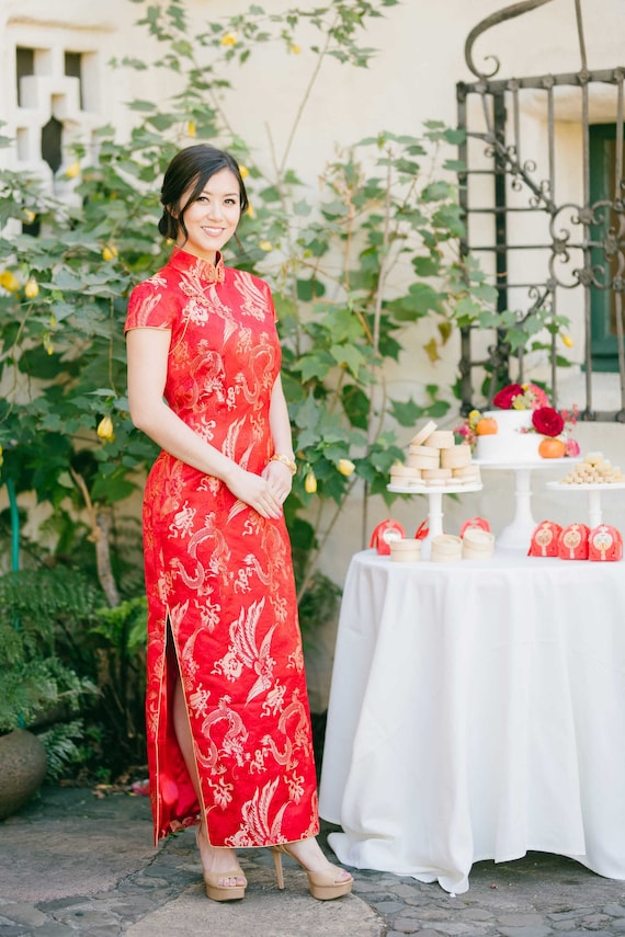Chinese Wedding Dress Traditional Red Wedding Cheongsam Custom Qipao Chinese Bridal Dress Qipao Dress Tea Ceremony Etsy Denmark