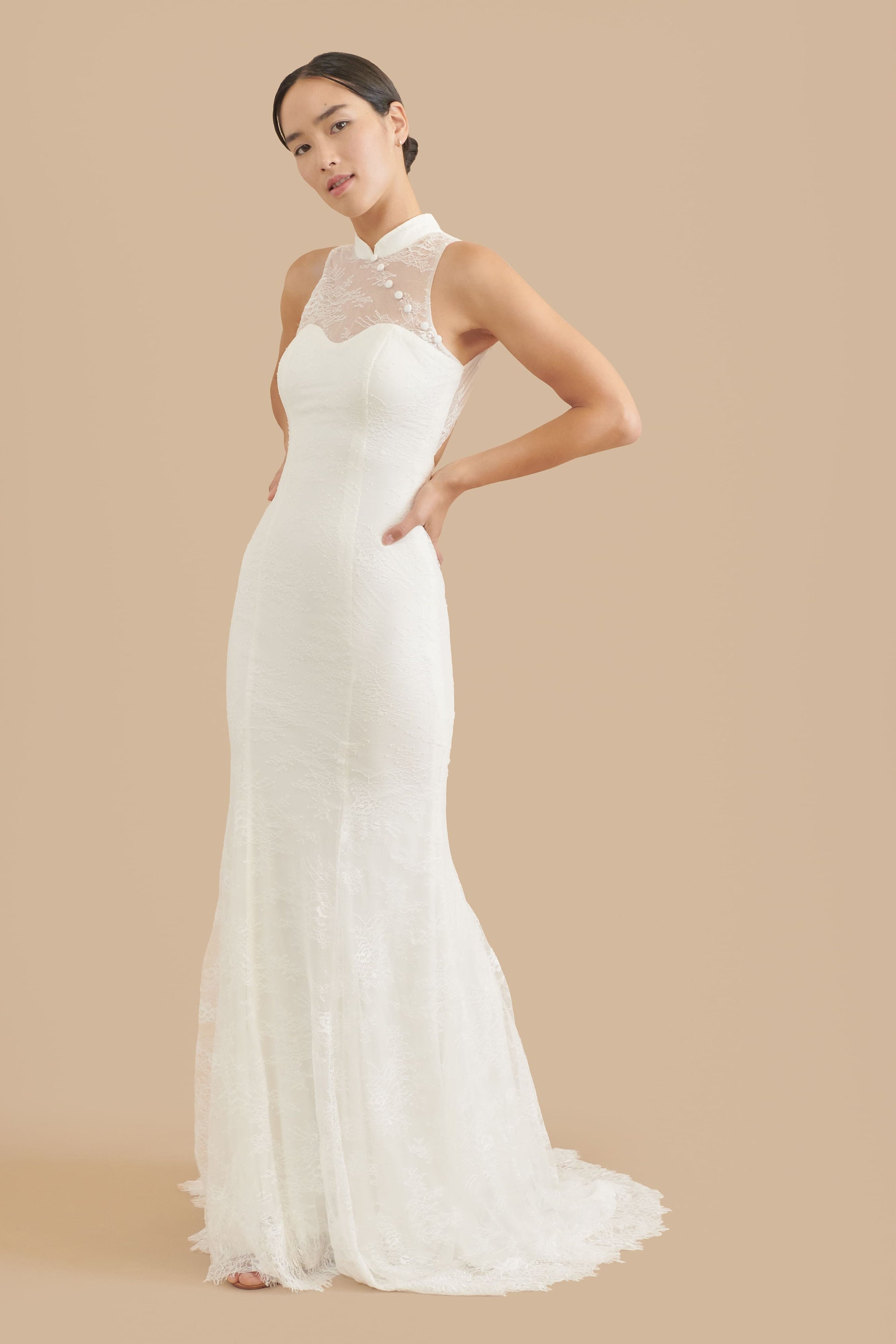satin dress for women Open-Back Long Satin Prom Dress with Knot