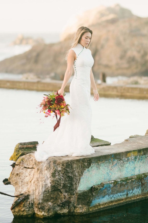 white wedding cheongsam