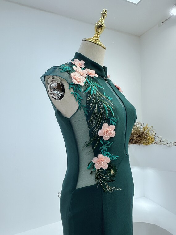 green emerald velvet dress Green Embroidery Women's Classic Chinese Style Hanfu Dress Full Set –  LolitaInside main image 1
