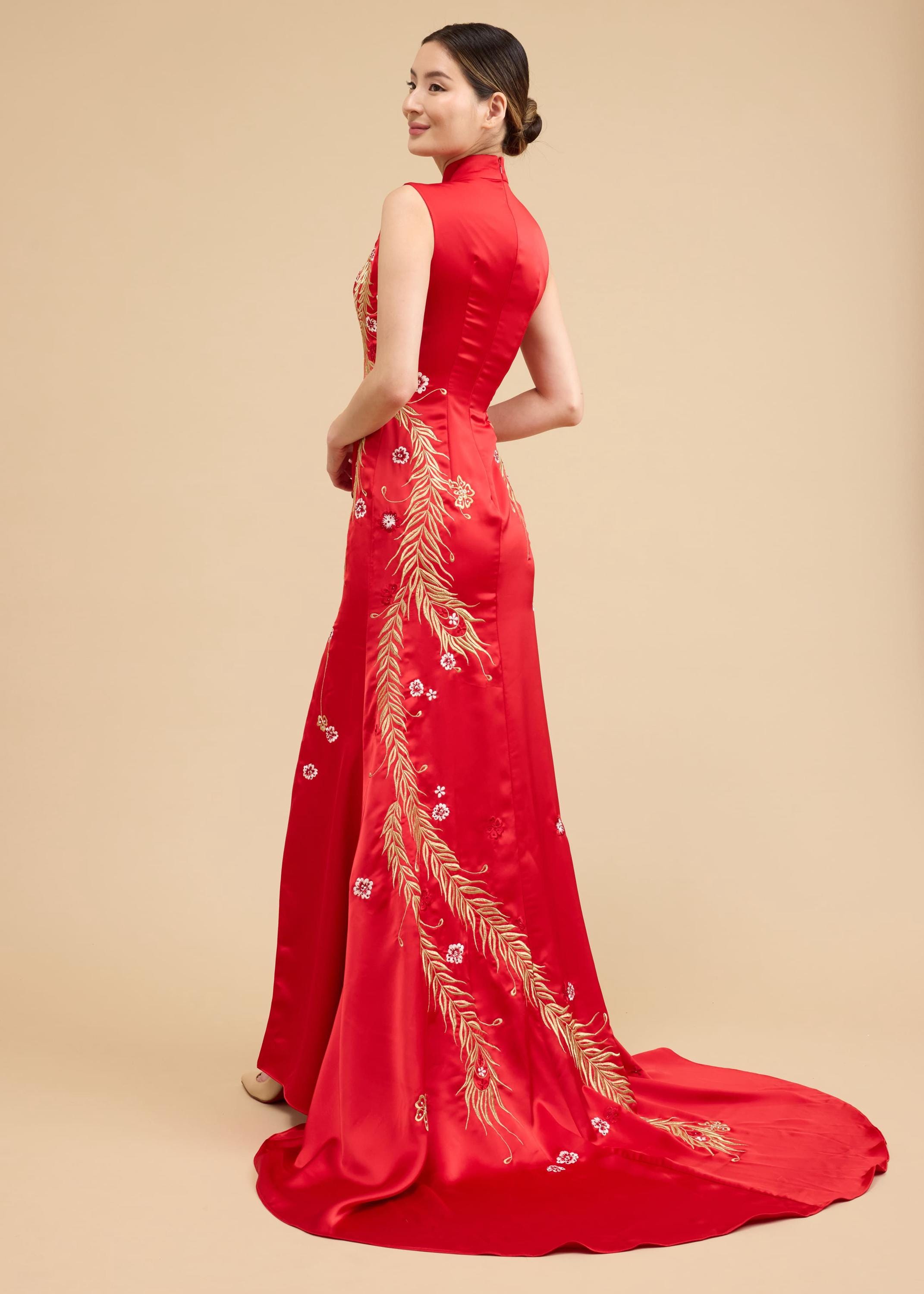 red and gold asian wedding dresses Arezou-Antique Gold and Red Pakistani Wedding Dress