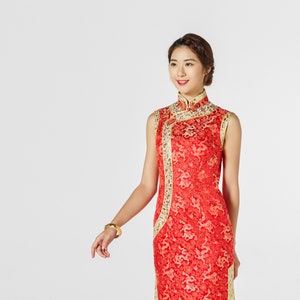 Gold Cheongsam | Chinese Wedding Dress | Cheongsam Qipao Dress | Traditional Qipao Dress | Tea Ceremony Silk Chinese Dress