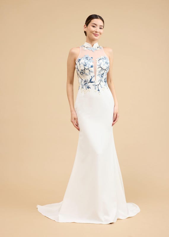 Modern Chinese Wedding Dress | Traditional Qipao Dress | White Custom Cheongsam Dress | Chinese Bridal Dress | Tea Ceremony Dress