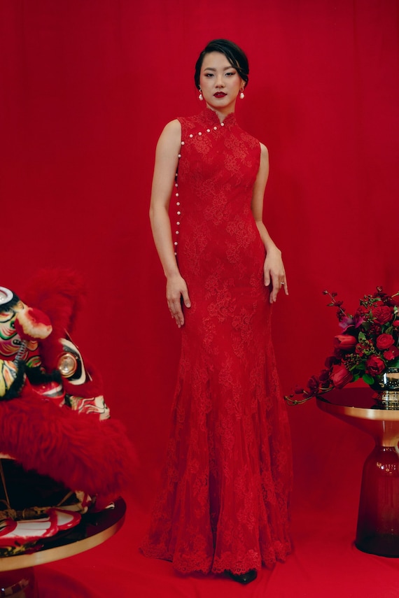 red tea ceremony dress Modern Cheongsam | Modern Qipao Dress | Red Cheongsam Dress | Chinese Dress