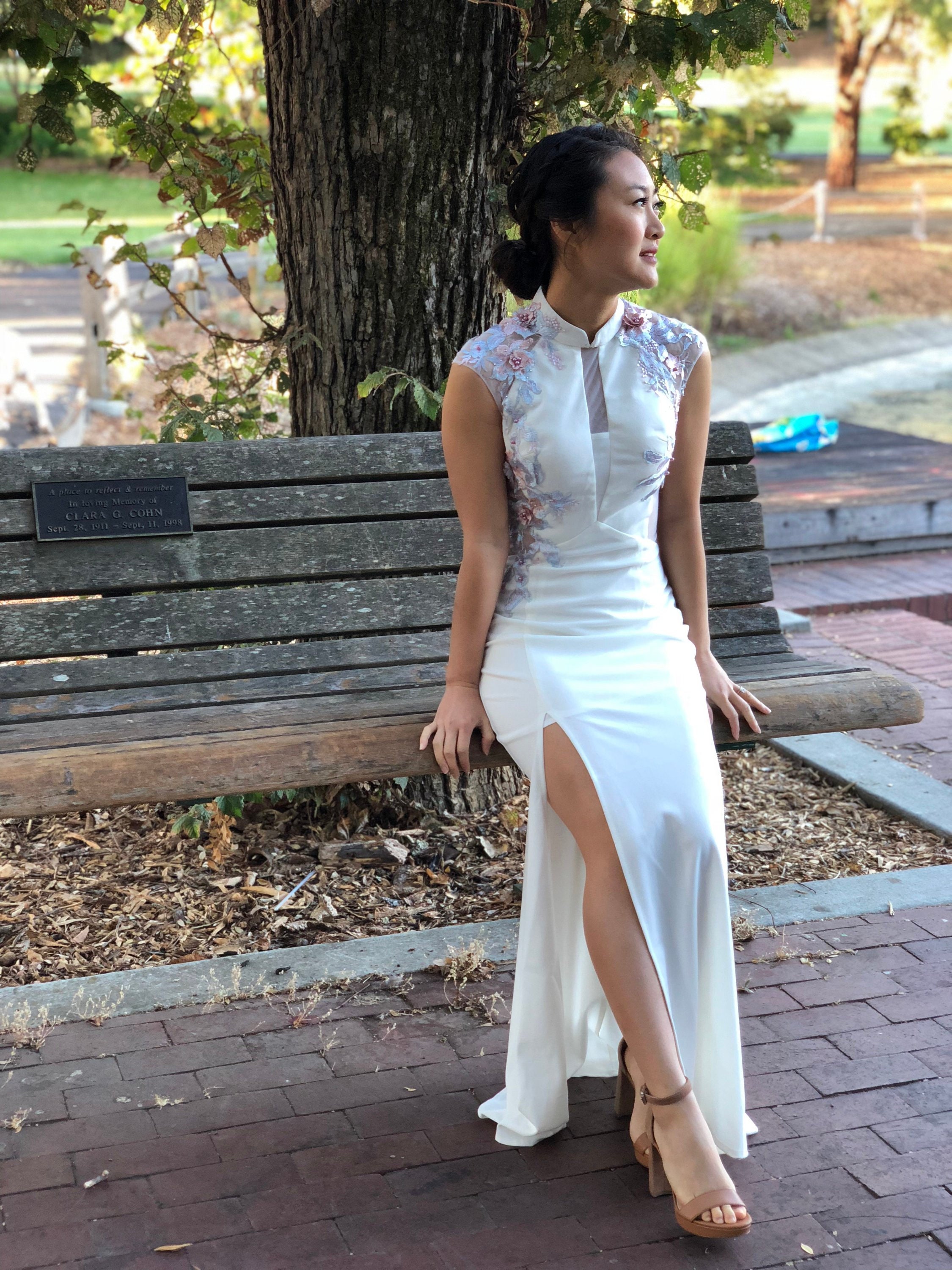 White cheongsam dress sale