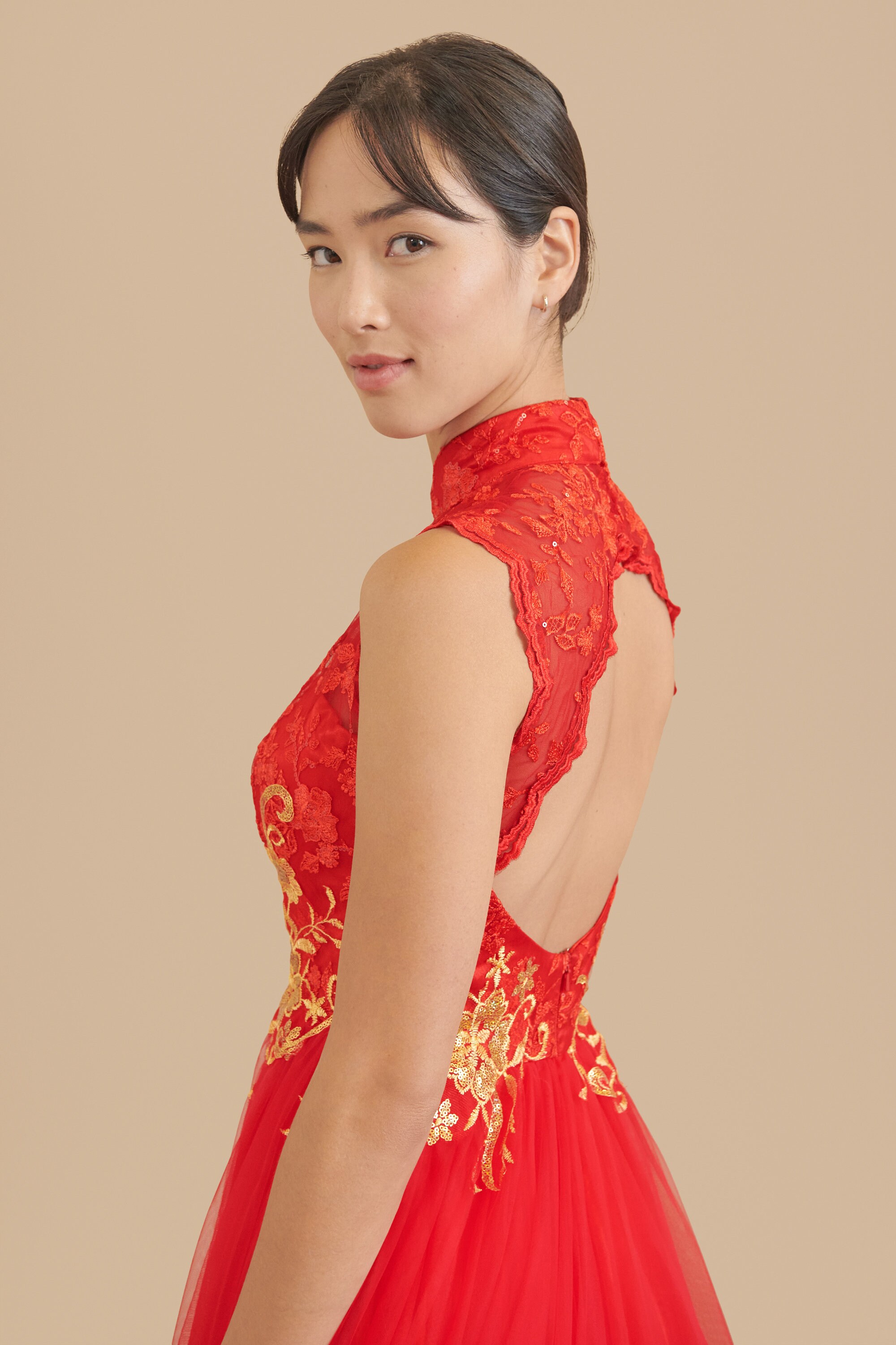 Red qipao wedding dress sales