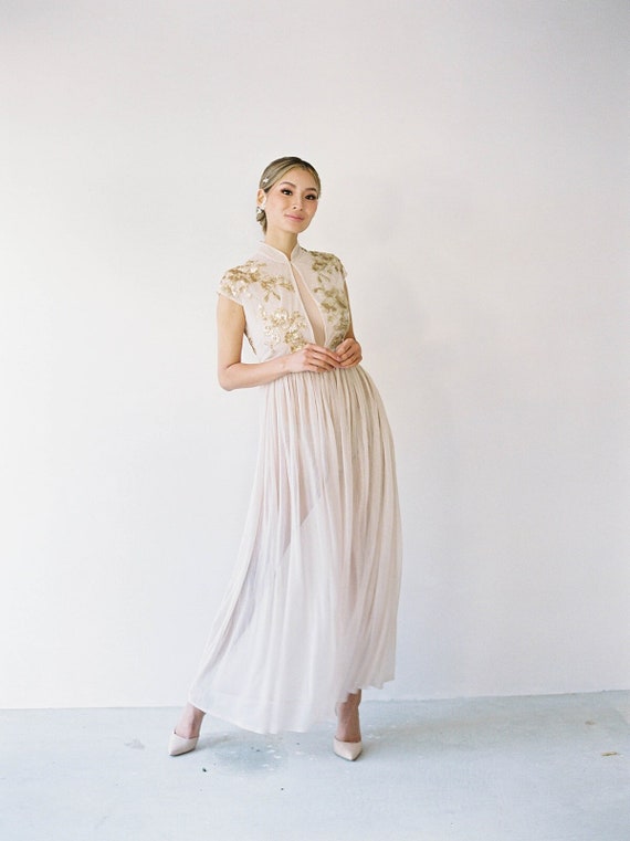a line cheongsam dress LUNARA HALTER CHEONGSAM DRESS IN RED