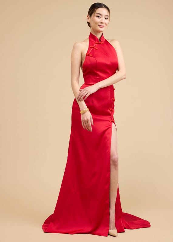 pretty little thing red satin oriental dress Formal Dress Pretty Little Thing Red Satin Dress Red Oriental Dress Pretty  Little Thing Satin Red