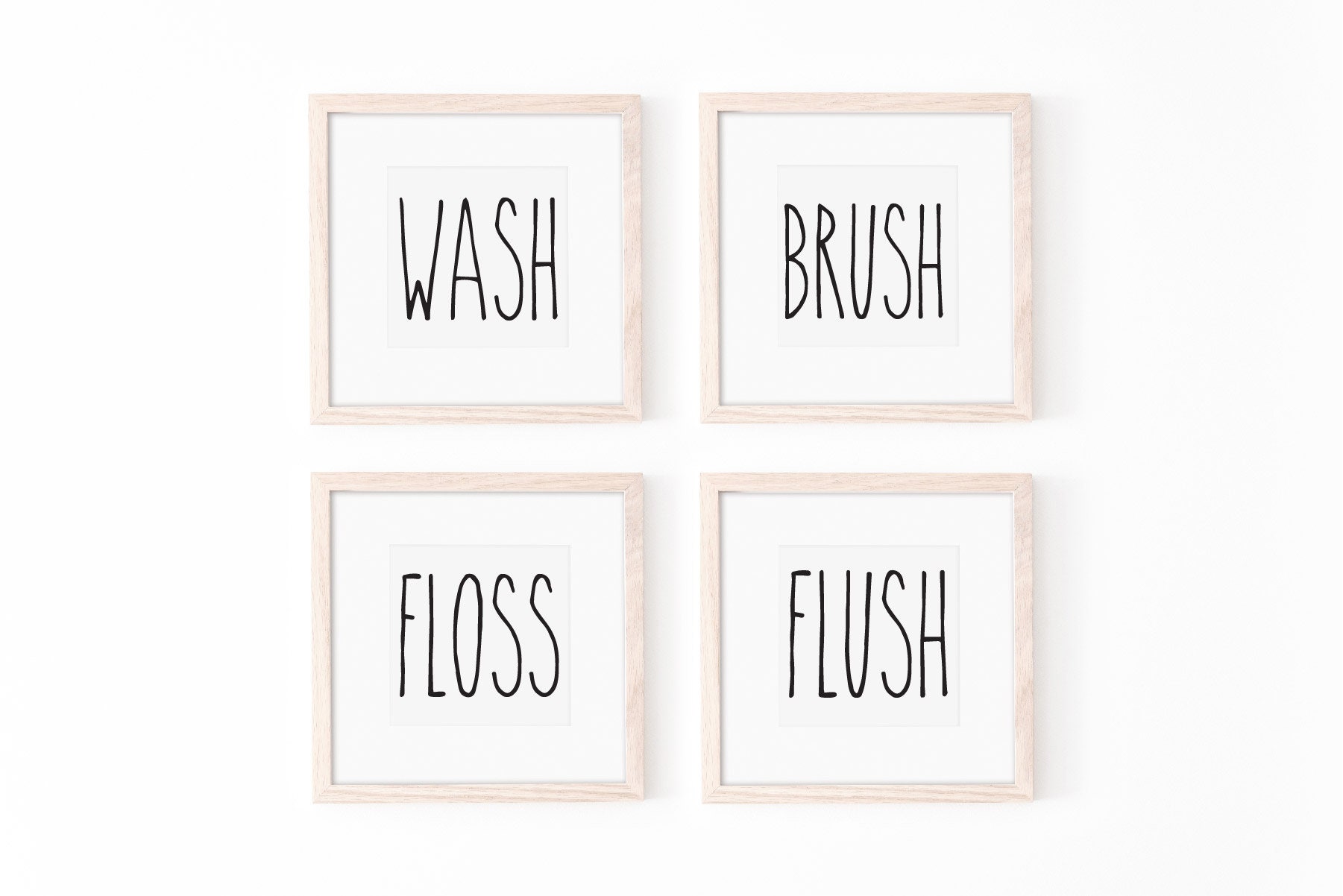 Printable Bathroom Wall Art, Instant Download, Wash Brush Floss Flush ...