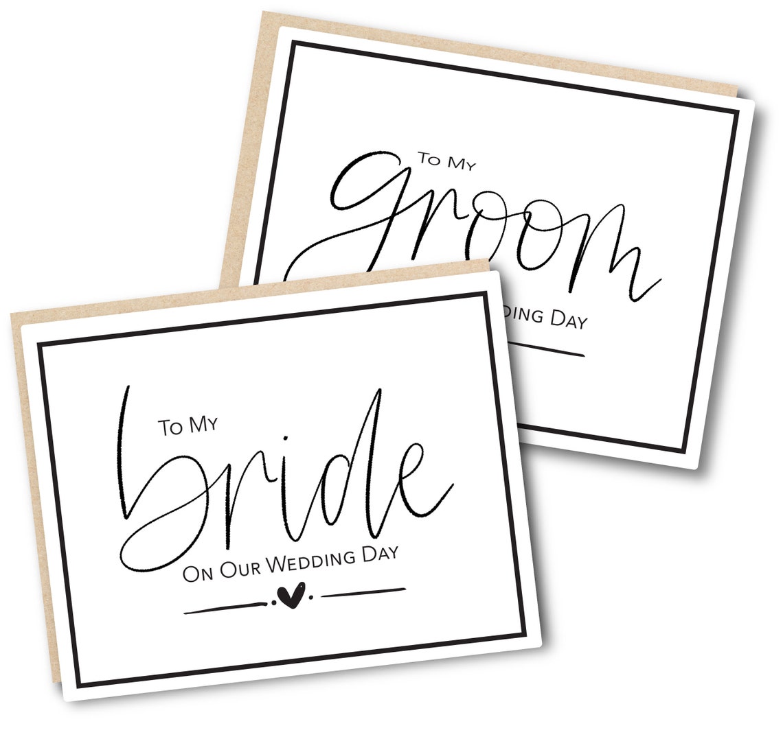 Printable Bride and Groom Cards Card for Wedding Congrats - Etsy