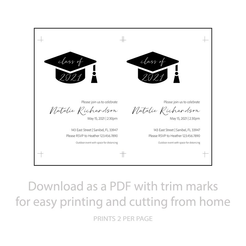 Graduation Invitation Template 2021 Instant Download Etsy