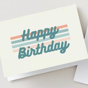 Cartão de aniversário para impressão, cartão de aniversário retrô, cartão para ele