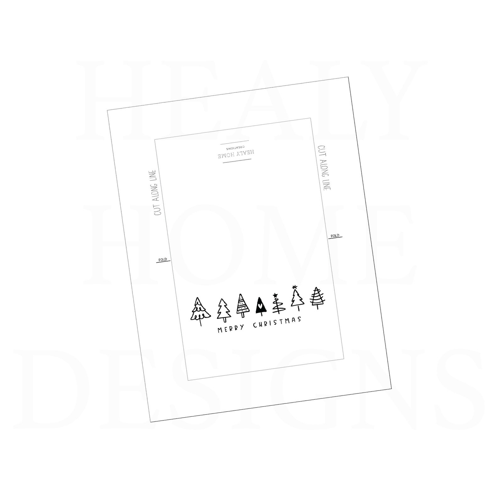 Printable Christmas Card, Merry Christmas, Instant Download, Minimal ...