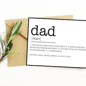 Druckbare Papa-Karte, Karte für Papa, Vatertagskarte, Papa Geburtstagskarte, Papa Definition, Sentimental Karte für Papa