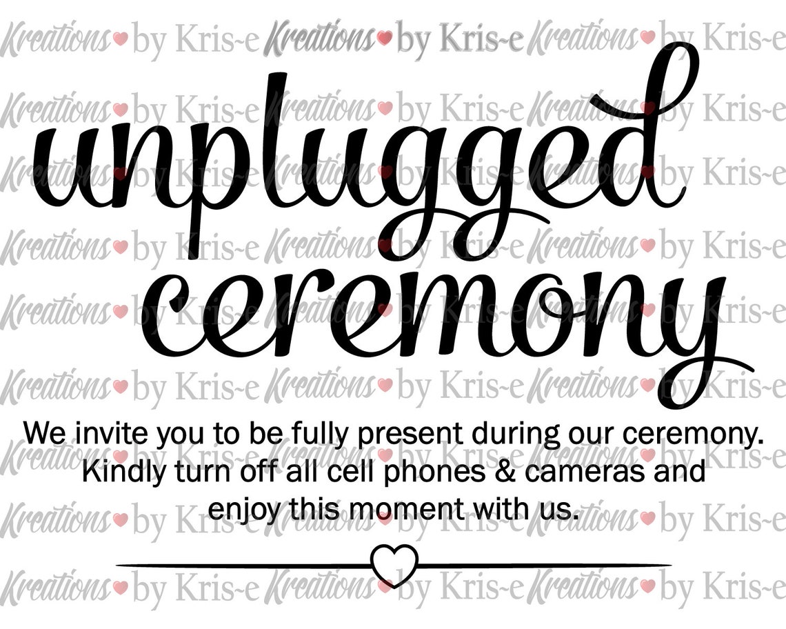 Unplugged Ceremony Svg Wedding Sign Wedding Printable 8x10 - Etsy