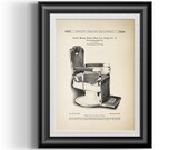 Vintage barber hair salon reclining chair reproduction print from an antique barber and hair catalogue, barbers and stylist art gift 0162
