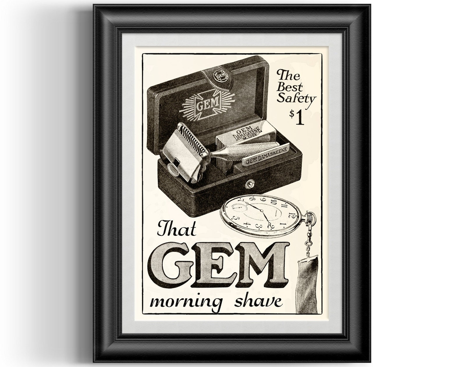 Gem Damaskeene Retro Single Edge Razor Advert Art Print Perfect for ...