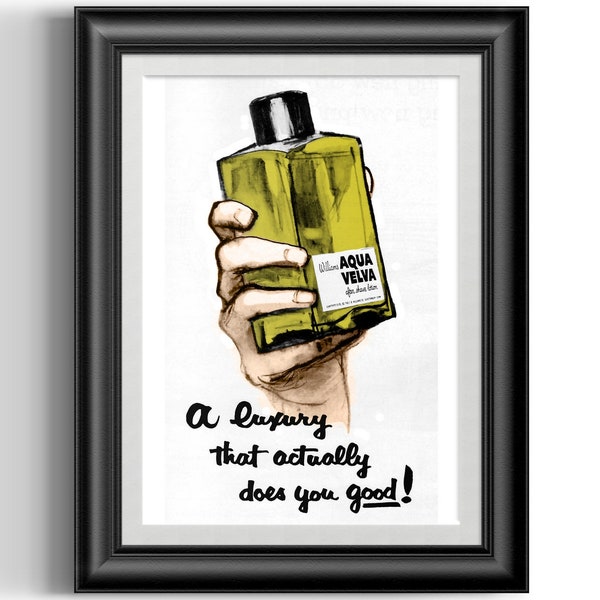 Williams Aqua Velva after shave lotion poster art print perfect for your shop bathroom or as a gift for someone who enjoys vintage art