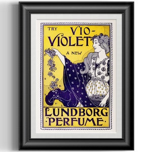 1800er Jahre Jugendstil Vintage Parfüm Poster Reproduktion Druck, große Haar Stylist Jugendstil Druck Geschenk oder Friseursalon oder Schlafzimmer Wand-Dekor