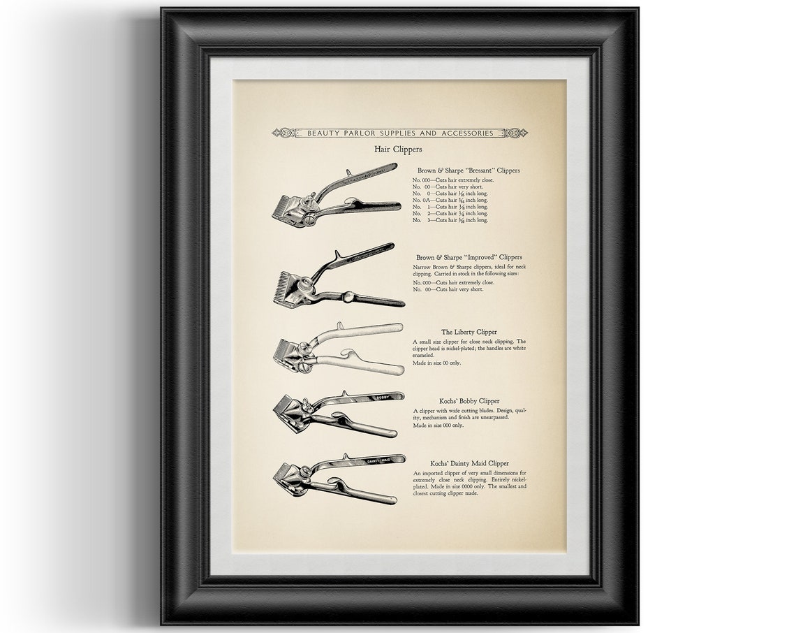 Antique manual hairdressing hair clippers reproduction print | Etsy