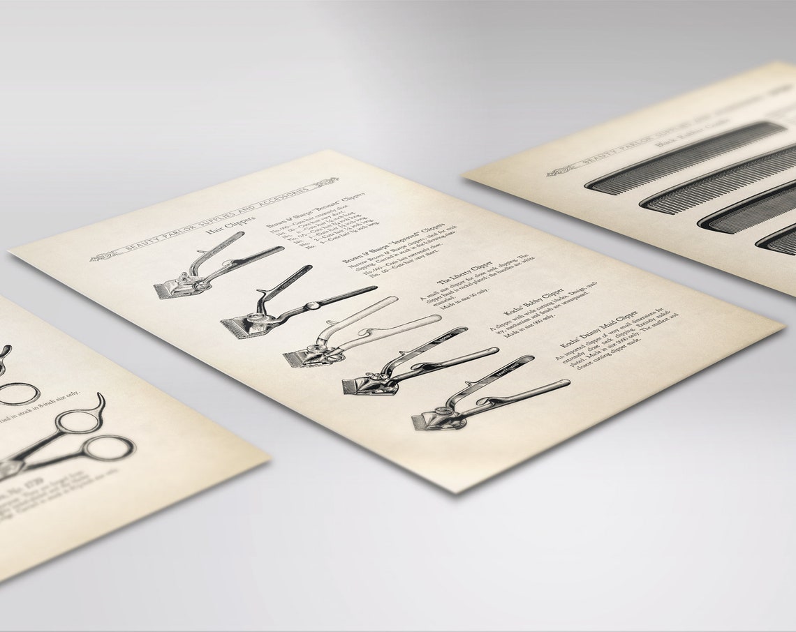 Antique manual hairdressing hair clippers reproduction print | Etsy