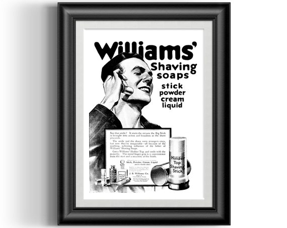 Williams Shaving Soap Stick Advert Reproduction Shave Print