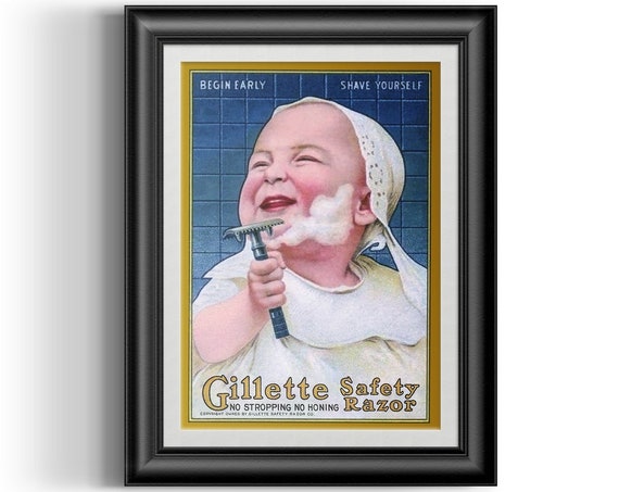 Shave yourself Reproduction poster,Wall art. Vintage Shaving advert