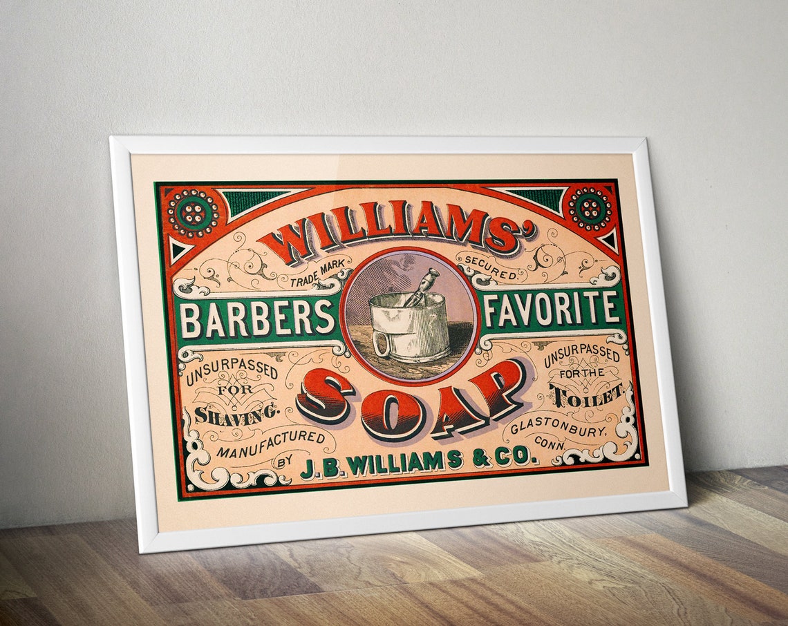 Barbers Favorite Williams Shaving Soap Barber Poster Advert Etsy