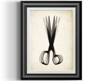 Mid 20th century scissors reproduction print taken from an old magazine, perfect gift for a hairdresser, barber or hair stylist.