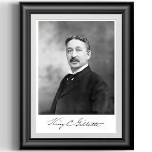 King C. Gillette poster print, professionally remastered and cleaned barbershop man cave and shave den wall decor art