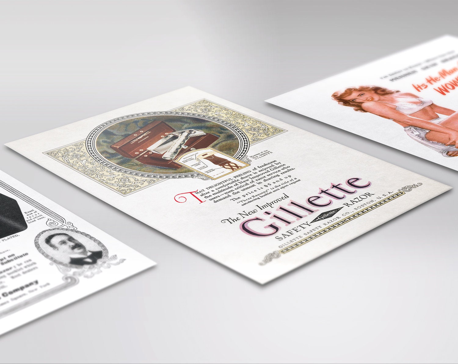 The New Improved Gillette Safety Razor Advert Reproduction Print ...