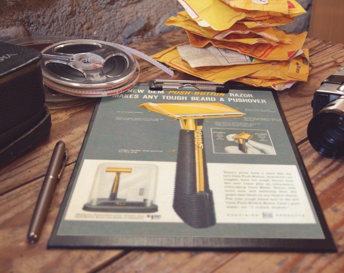 Vintage Gem Pushbutton Single Edge Safety Razor Advert Print Etsy
